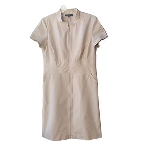 Lafayette 148 Like New Beige or Cream Short Sleeve Cotton Dress in Size 12